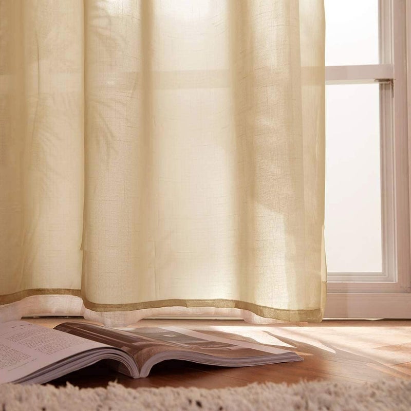 MIULEE 2 Panels Solid Color Taupe Brown Sheer Curtains Elegant Grommet Window Voile Panels/Drapes/Treatment for Bedroom Living Room (54X84 Inch) - Image 5